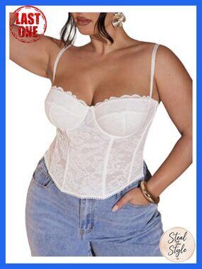 Women's Plus Size Lace Bustier Corset Top Sweetheart Neck